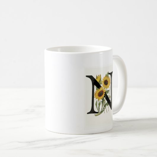 Tasse des Monogramm-Gänseblümchen-N (VorderseiteRechts)