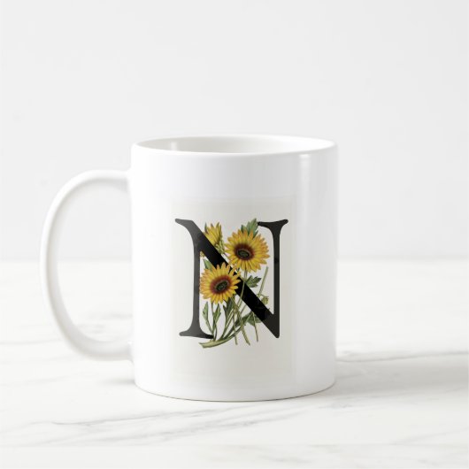 Tasse des Monogramm-Gänseblümchen-N (Links)