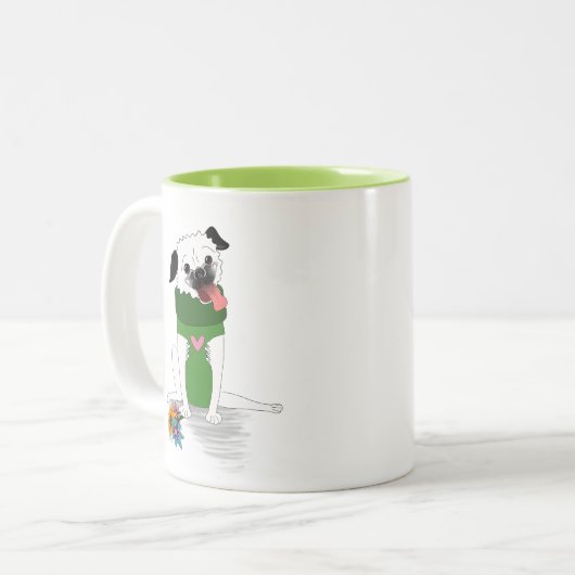 Tasse des Mops: Pugging Fabelhafte Zwei-Tone-Kaffe (Vorderseite Links)