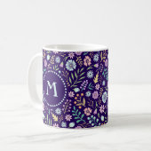 Tasse des Musters "Monogram Floral Whimsical Boho" (Vorderseite Links)