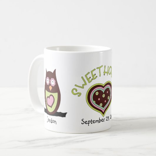 Tasse des Owl Couple Jubiläums (Vorderseite Links)