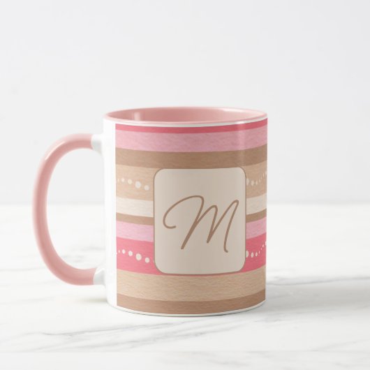 Tasse des Pastellmusters für Monogramm und Streife (Links)