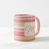 Tasse des Pastellmusters für Monogramm und Streife (VorderseiteRechts)