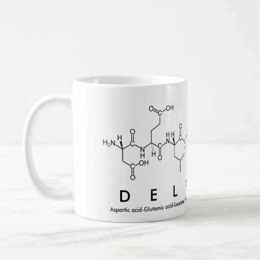 Tasse des Peptids Delphine (Links)