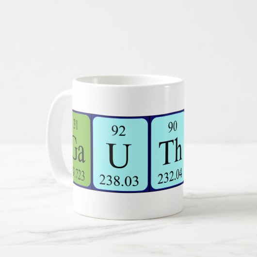 Tasse des periodischen Gauthier-Tabellennamens (Vorderseite Links)