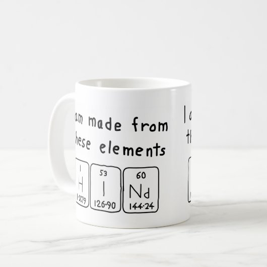 Tasse des periodischen Hintennamens (Vorderseite Links)