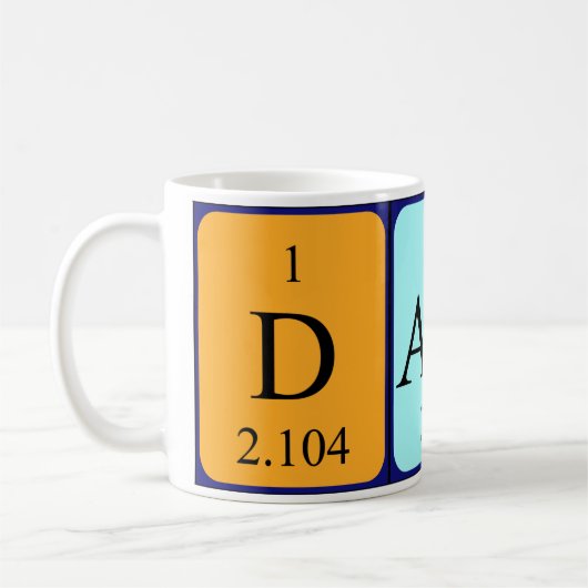 Tasse des periodischen Tabellennamens Damin (Links)