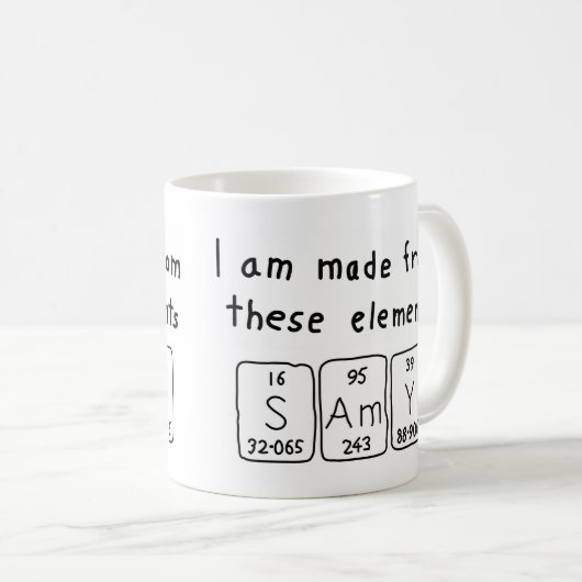 Tasse des periodischen Tabellennamens Samy (VorderseiteRechts)