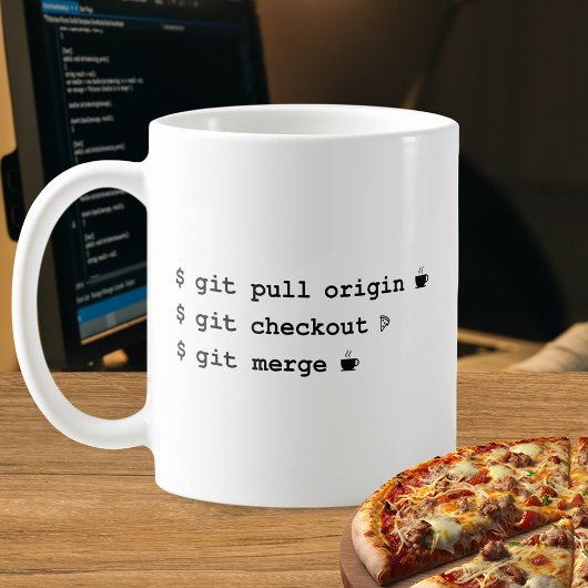 Tasse des Programmierers - Kaffee und Pizza