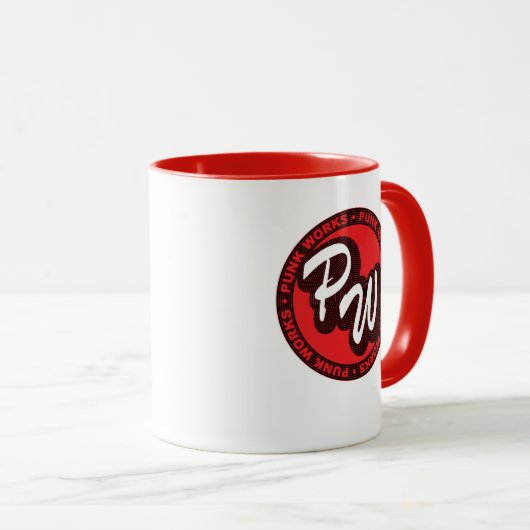 Tasse des Punk Works-Logos (VorderseiteRechts)