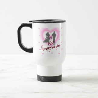 Tasse des Reiseführers für Hochzeitsreisende