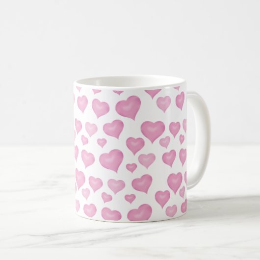 Tasse des rosa Herzmusters (VorderseiteRechts)