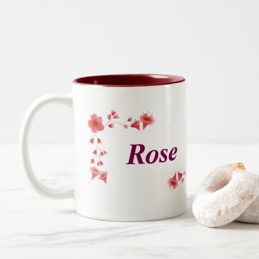 Tasse des Rose-Namens - Kaffeebecher mit einem (Mit Donut)