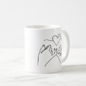 Tasse des Schwarzen Lineart Hand Valentine (VorderseiteRechts)