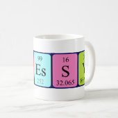 Tasse des Stesseln periodischer Tabellennamen (VorderseiteRechts)