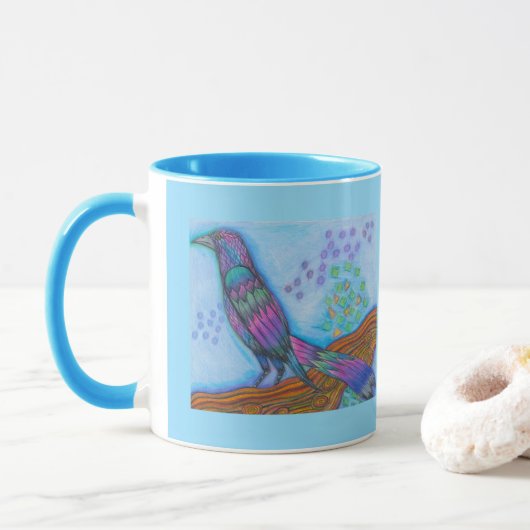 Tasse des Vogel-Druckkaffees (Mit Donut)