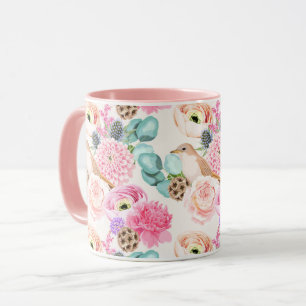 Tasse des weiblichen Blumenmusters
