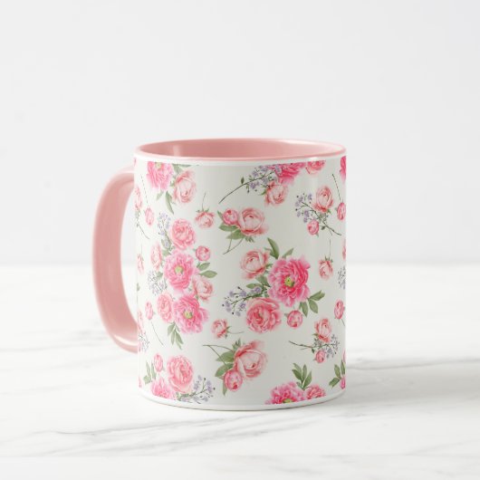 Tasse des weiblichen Blumenmusters (Vorderseite Links)
