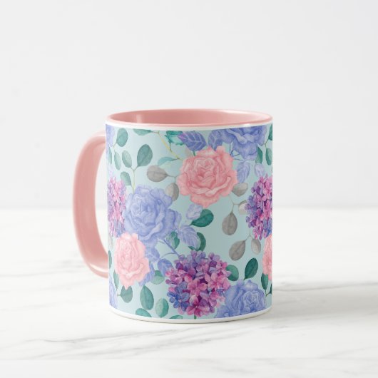 Tasse des weiblichen Blumenmusters (Vorderseite Links)