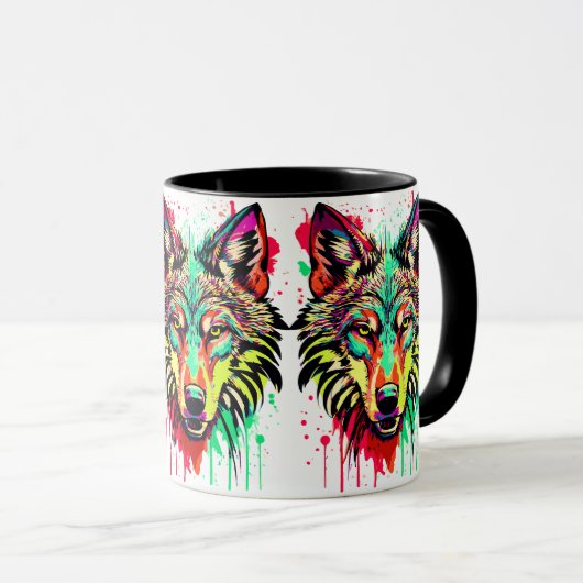 Tasse des Wolfkopfes - Wolf-Tasse - Wölfe (VorderseiteRechts)