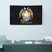 Tasse-Design für Ferien mit gemütlichen Cat- und P Banner (Messeveranstaltung)