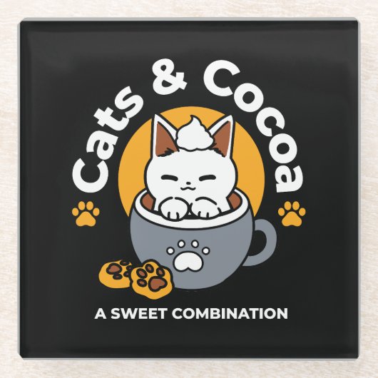 Tasse-Design für Ferien mit gemütlichen Cat- und P Glasuntersetzer (Vorderseite)