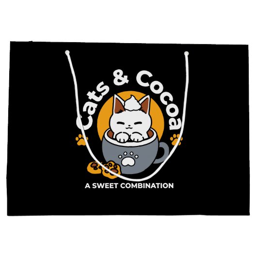 Tasse-Design für Ferien mit gemütlichen Cat- und P Große Geschenktüte (Rückseite)