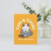 Tasse-Design für Ferien mit gemütlichen Cat- und P Postkarte (Stehend Vorderseite)