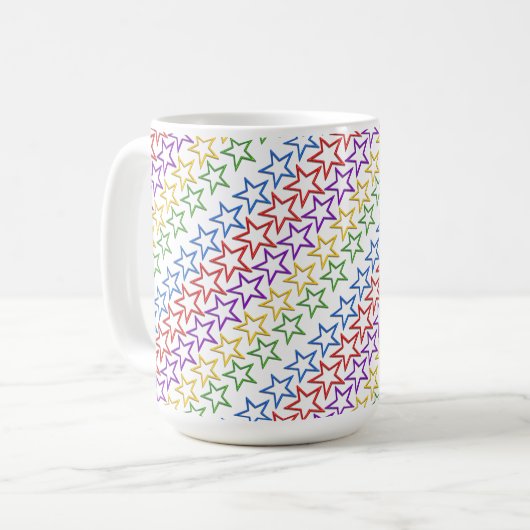 Tasse - Diagonale Bands farbiger Sterne (Vorderseite Links)
