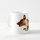 Tasse-Dobermann Hund, der mit Teddybären schläft Kaffeetasse (Vorderseite Links)