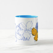 Tasse "Doodle Hibiskus" in Blau (Zentrum)