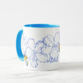 Tasse "Doodle Hibiskus" in Blau (Vorderseite Links)