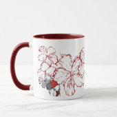 Tasse "Doodle Hibiskus" in Rot (Links)