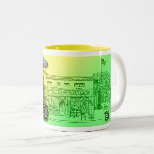 TASSE: "DRACHEN-GESCHÄFT " ZWEIFARBIGE TASSE (VorderseiteRechts)