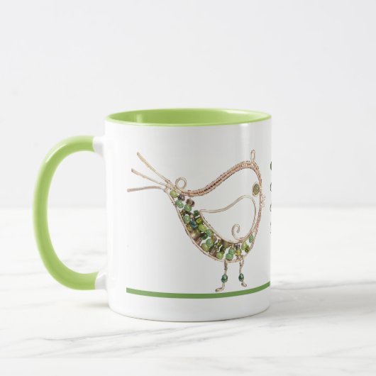 Tasse - Drahtbird mit grünen Steinen (Links)