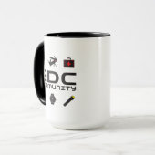 Tasse - EDCC-Logo in Schwarz mit Farben (Vorderseite Links)