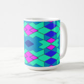 Tasse, Ein lebendiges, vielfarbiges geometrisches  Kaffeetasse (VorderseiteRechts)