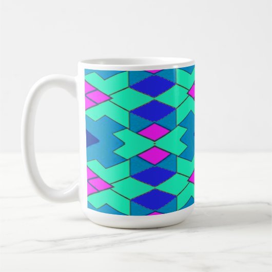 Tasse, Ein lebendiges, vielfarbiges geometrisches Kaffeetasse (Links)