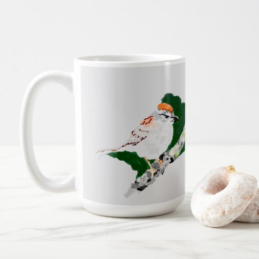 Tasse: Ein Sparrow Kaffeetasse (Mit Donut)