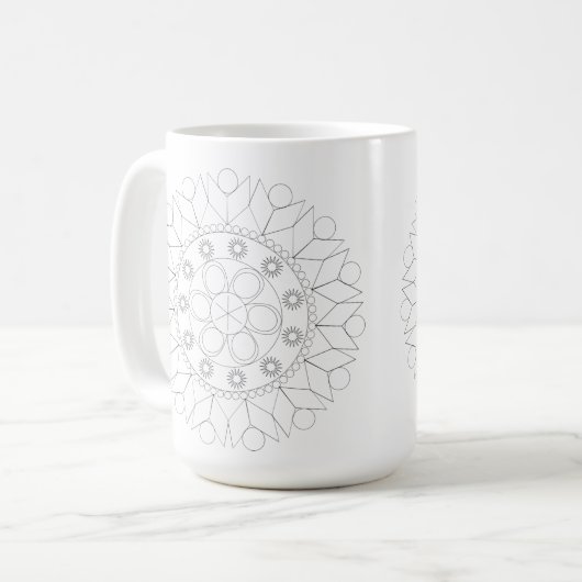 Tasse - Elegantes Mandala-Muster in Farbe (Vorderseite Links)