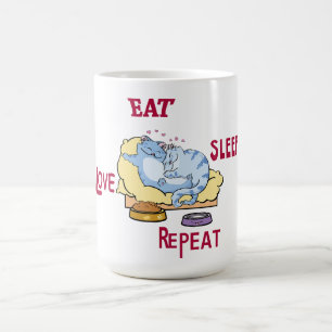Tasse Essen Schlaf Liebe Wiederholung Katzen