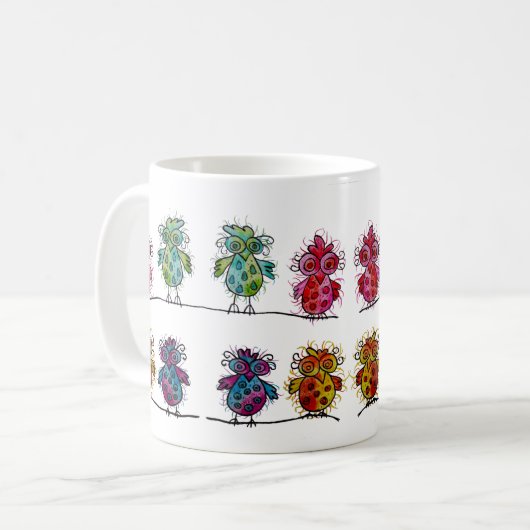 Tasse (farbige Whimsikvögel 01) (Vorderseite Links)