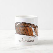 Tasse - Feder und Name in Braun (Mittel)