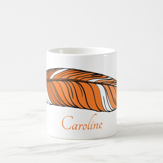 Tasse - Feder und Name in Orangen (Mittel)
