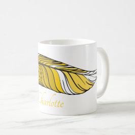 Tasse - Feder und Name in Yellows