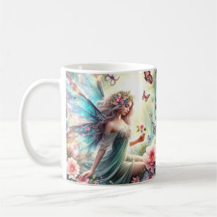 Tasse - Fee in Blume Garten, Schmetterlinge