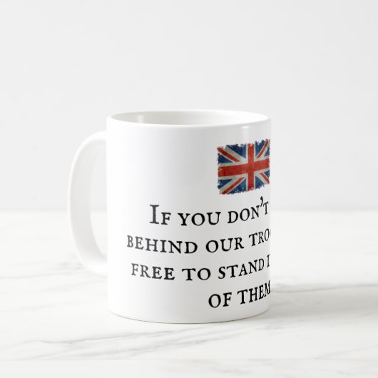 Tasse - Flagge der Union mit patrouillischem Sloga (Vorderseite Links)