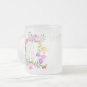 Tasse Floral Garden Aqua Monogram (Vorderseite Links)