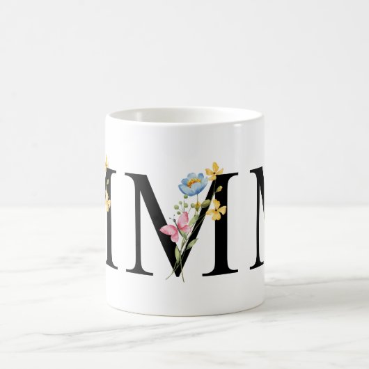 Tasse Floral Initial Monogramm M (Mittel)