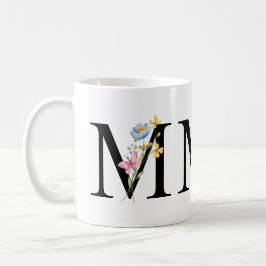 Tasse Floral Initial Monogramm M (Links)